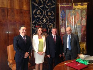 Da sinistra: Dott. Mauricio Alves Mendes, Prorettore UTFPR, io, Prof. Eduardo Cantarelli, Rettore della UTFPR , Antonello Biagini, Prorettore Vicario e Prorettore per la Cooperazione Rapporti Internazionali Univ. La Sapienza.