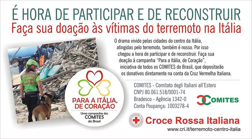 Até dia 23 de outubro podemos ajudar nossos irmãos italianos